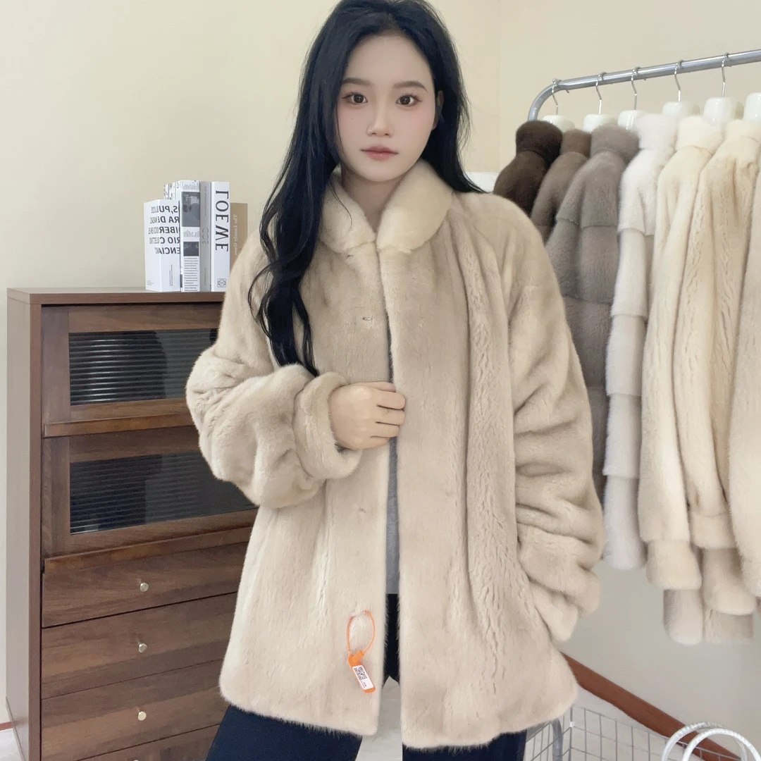 水貂2025新款整貂皮草大衣长款女外套皮毛一体DZ2554【婷婷推荐】
