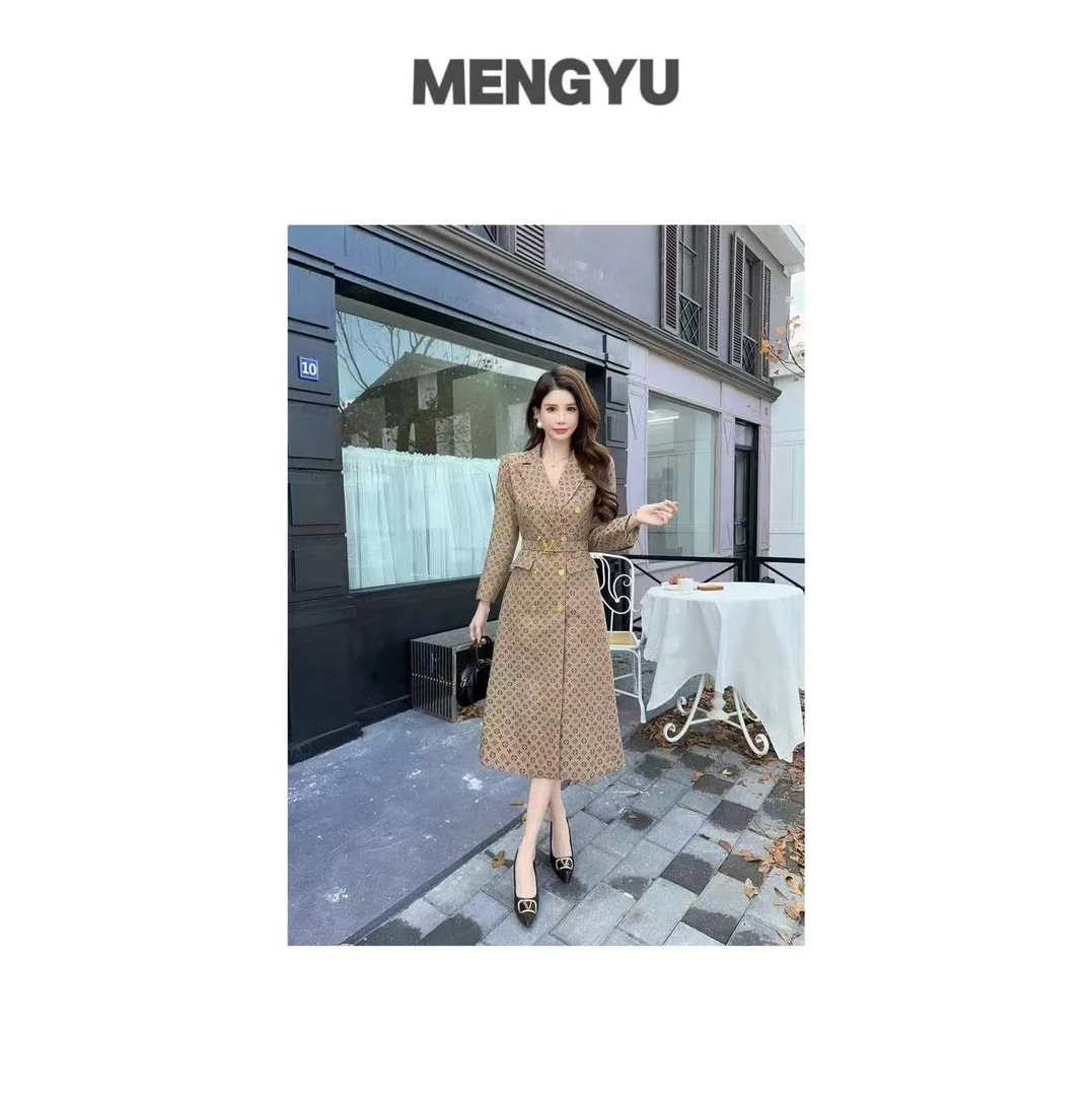 老花秋冬新款高级感气质名媛小香风西装风衣女收腰显瘦外套MY6861