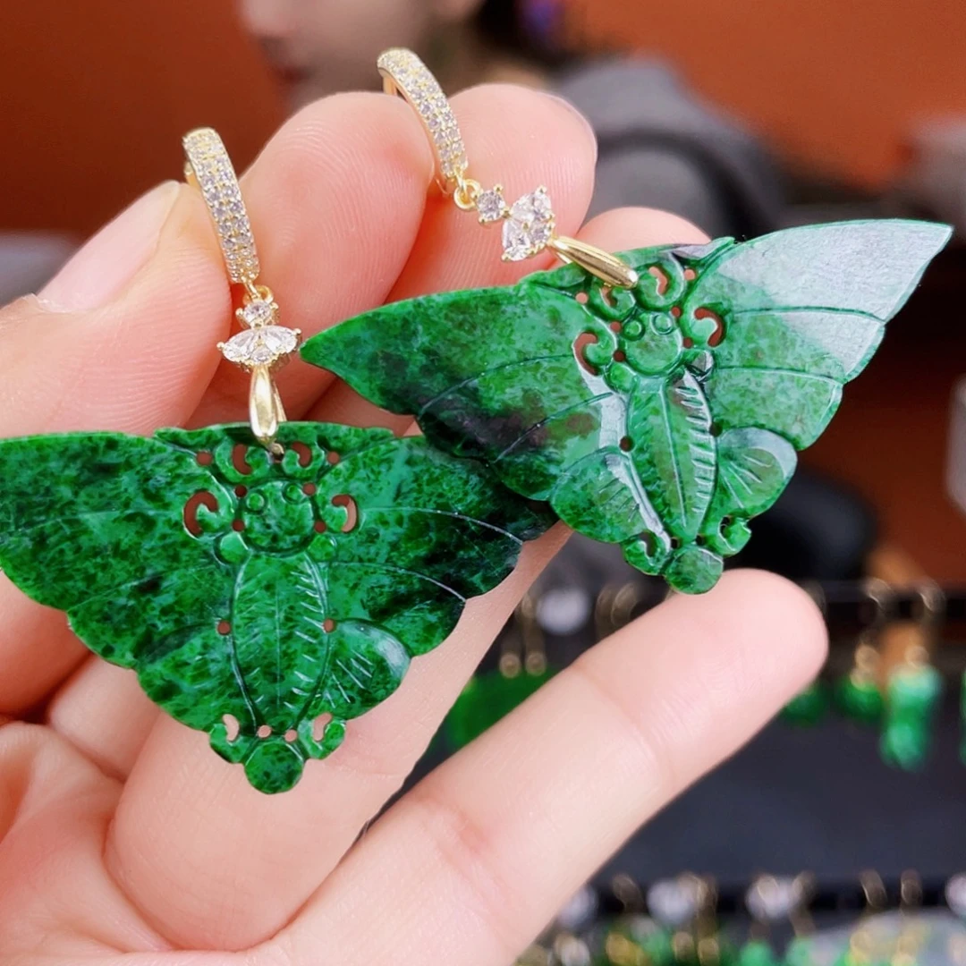 翡翠银S925镶嵌耳饰