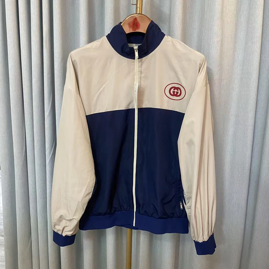 95新 GUCCI/古驰 Y/古驰米白拼蓝色休闲外套/L码/3080022