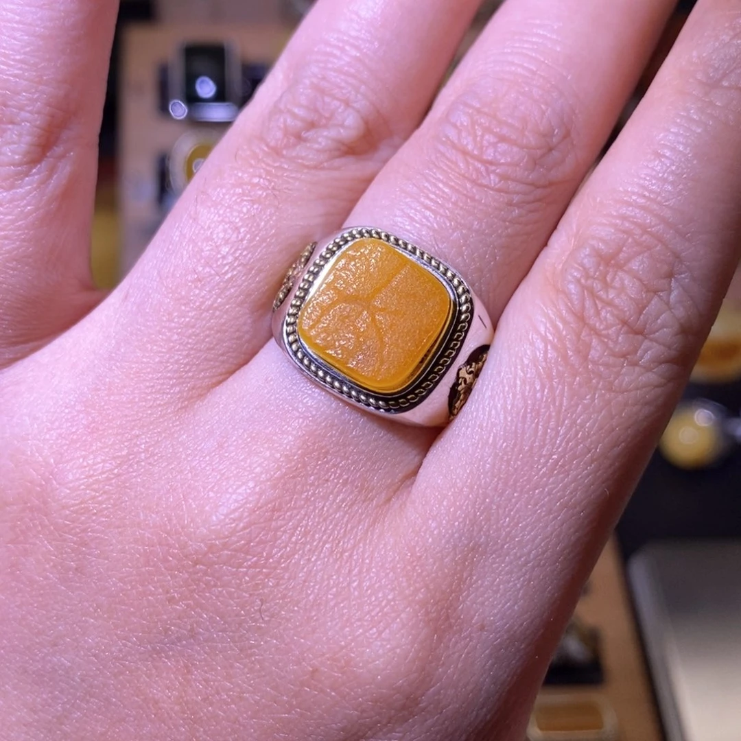 蜜蜡戒指银S925镶嵌勋****曹