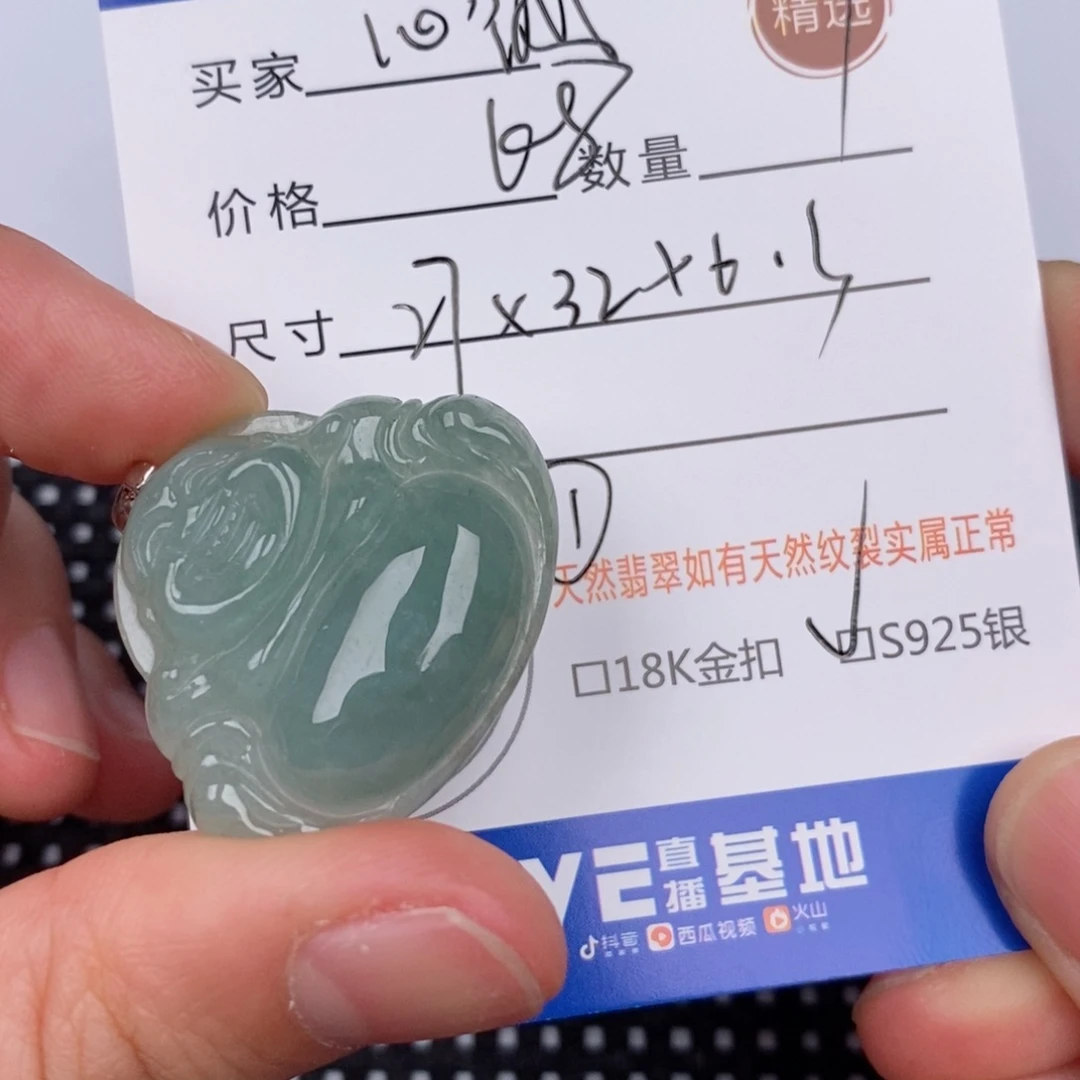 心***静翡翠银S925镶嵌颈饰