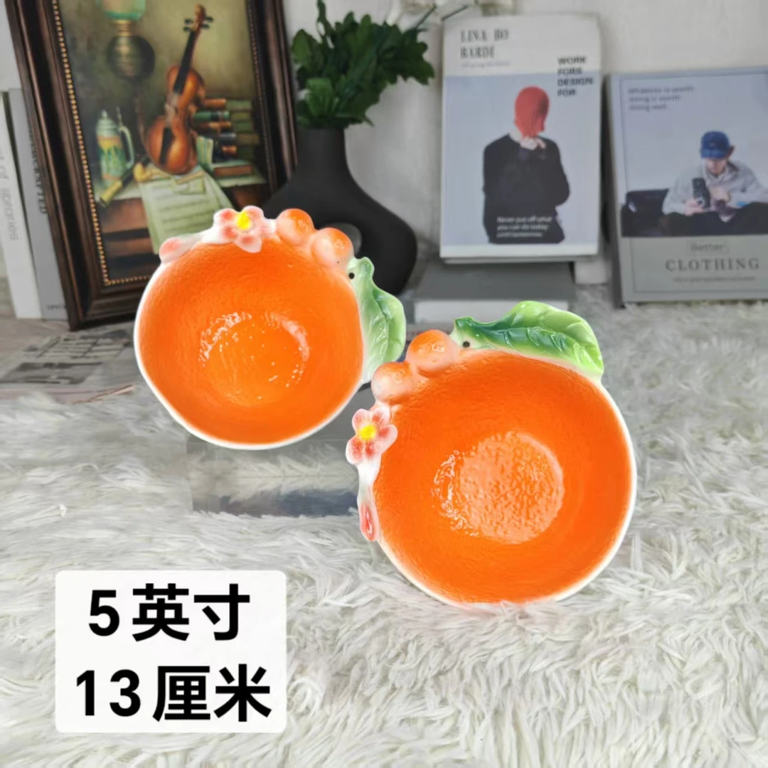 陶瓷新中式珐琅瓷柿柿如意系列米饭碗5英寸吃饭碗