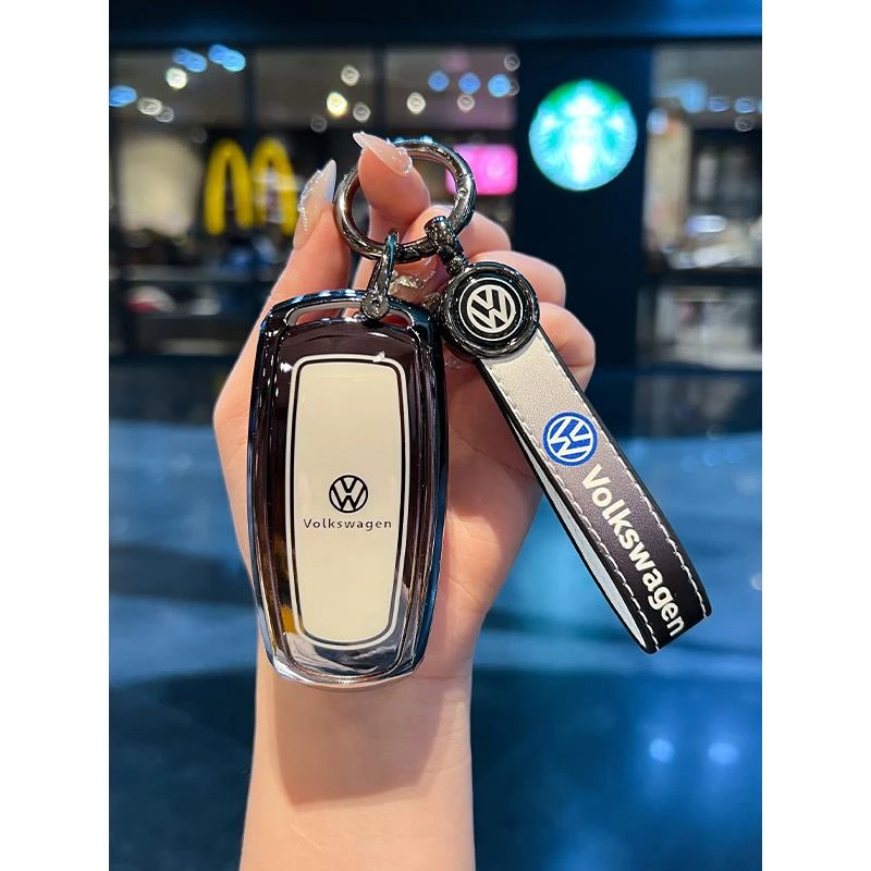 适用大众汽车钥匙套朗逸宝来途观迈腾速腾POLO帕萨特渐变壳扣