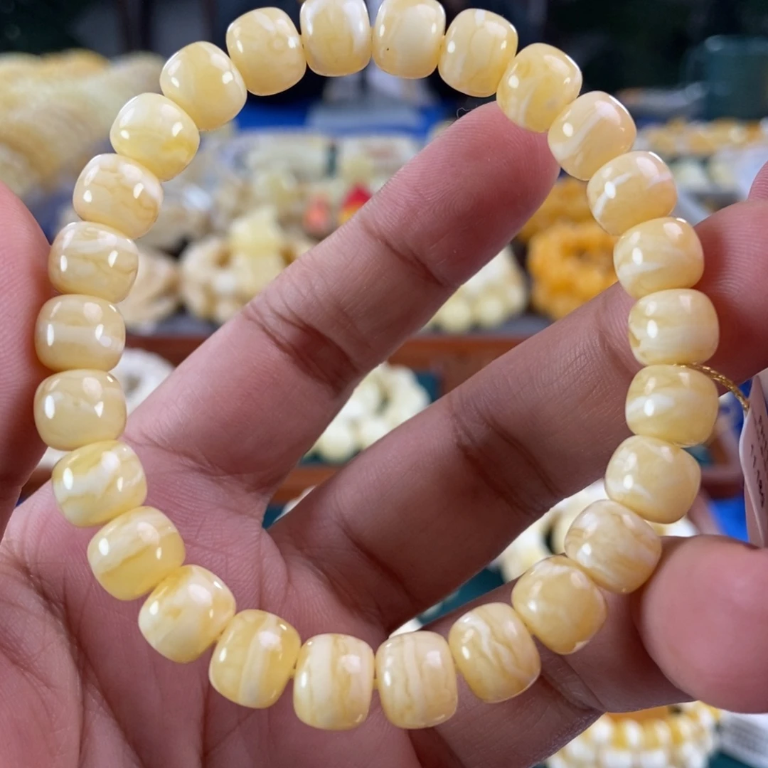 琥珀未镶嵌珠宝奇石9虎皮纹老型手串11.18