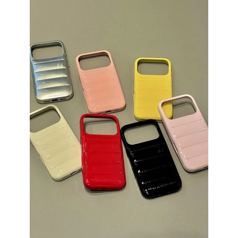 多巴胺糖果色纯底亮面皮纹适用iphone17promax苹果16手机保护壳15