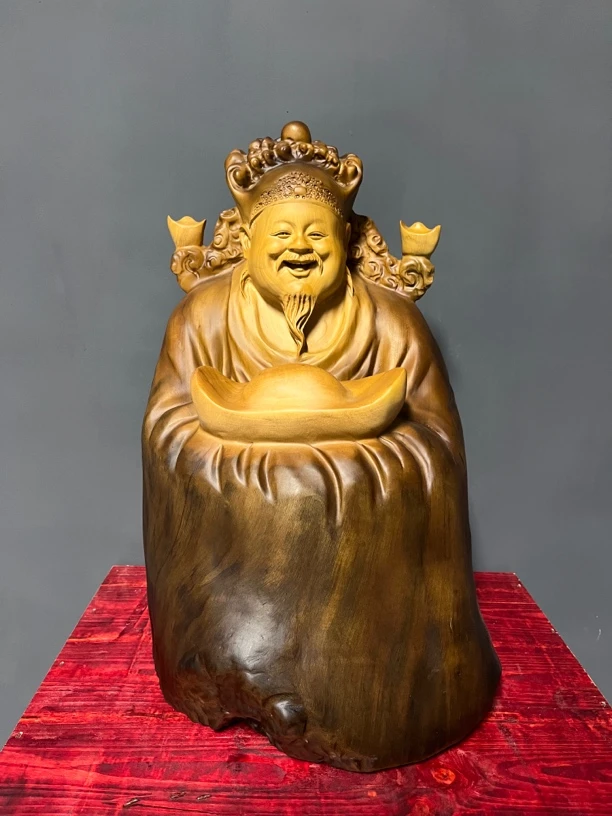 招财进宝 步步高升【财神爷】根雕桌面摆件 尺寸：长36宽35高52