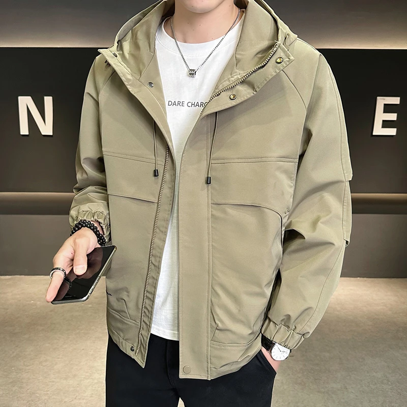 稻草人男士男装连帽夹克工装外套宽松潮牌男外套男士飞行美式夹克