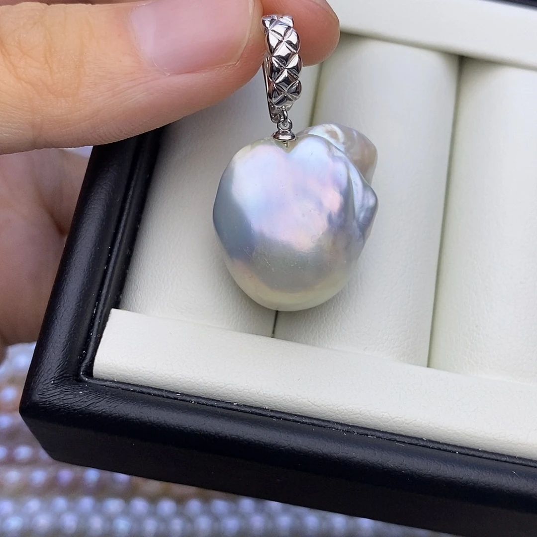 银S925镶嵌项链淡水珍珠