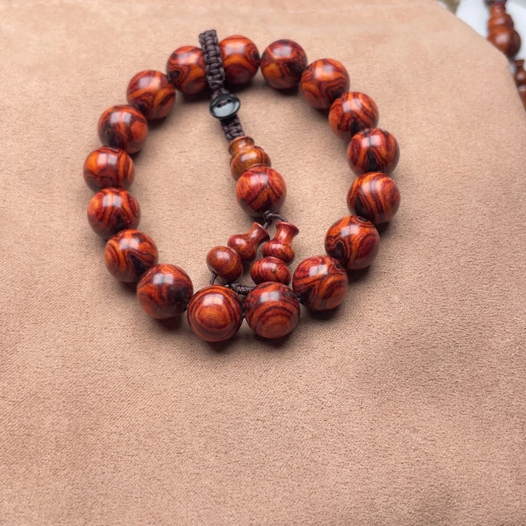 金***高手串/手链黄花梨/降香黄檀红底对眼