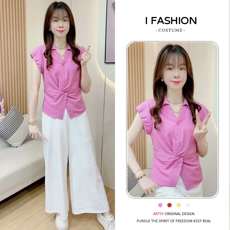 设计感百搭时尚气质衬衫女2025夏季新款洋气减龄收腰显瘦短袖上衣
