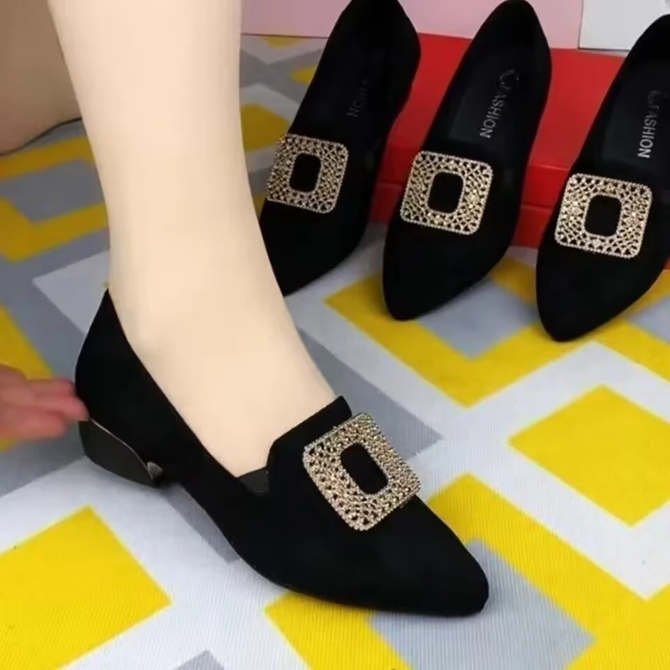 春季新款真软皮软底低跟女鞋尖头玛丽珍气质款百搭粗跟时尚单鞋