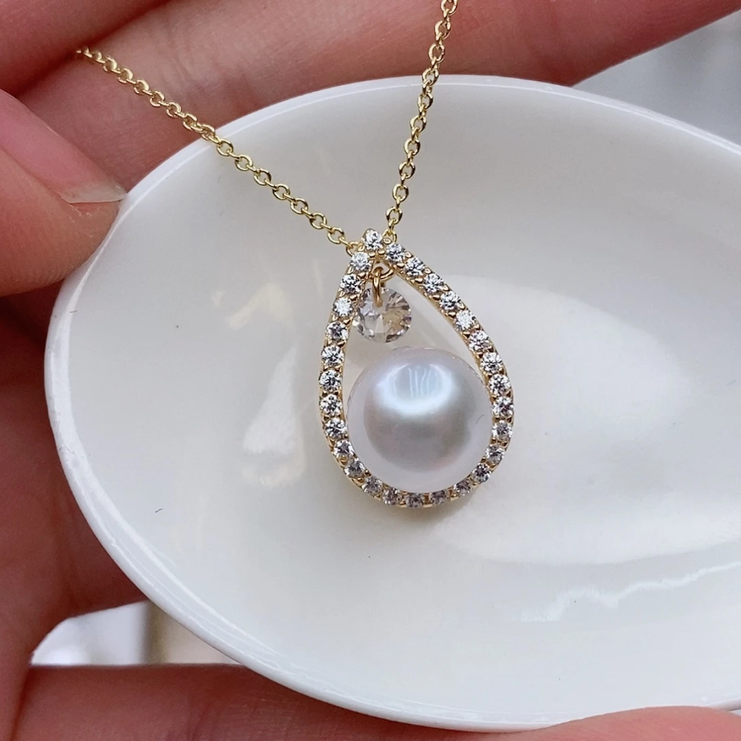 淡水珍珠银S925镶嵌吊坠(赠链)