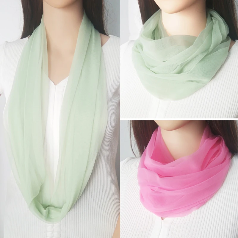夏季沙滩巾轻职风围脖防晒春夏女纯色薄款脖套百搭宽松围脖护颈