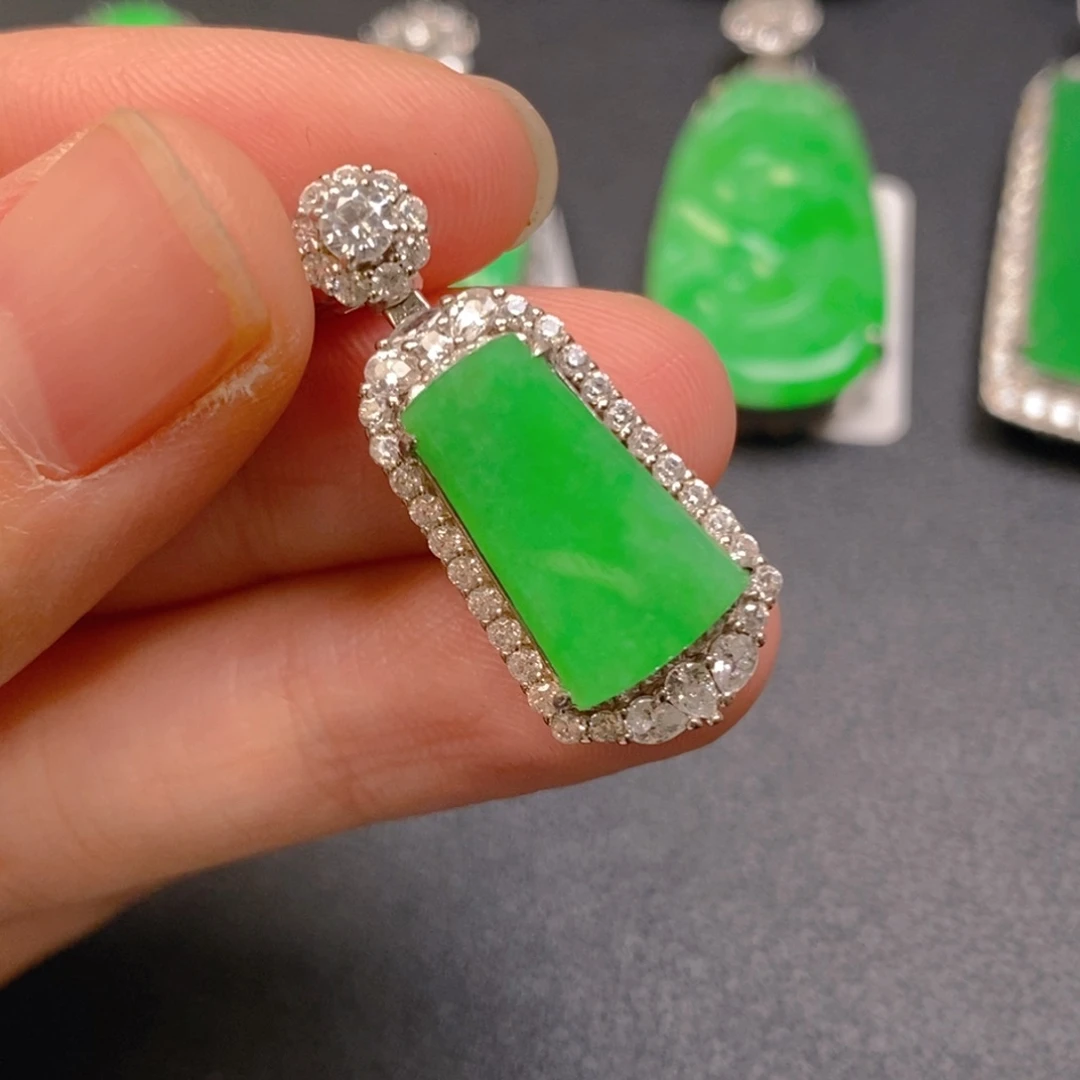 翡翠银S925镶嵌吊坠(不含链)