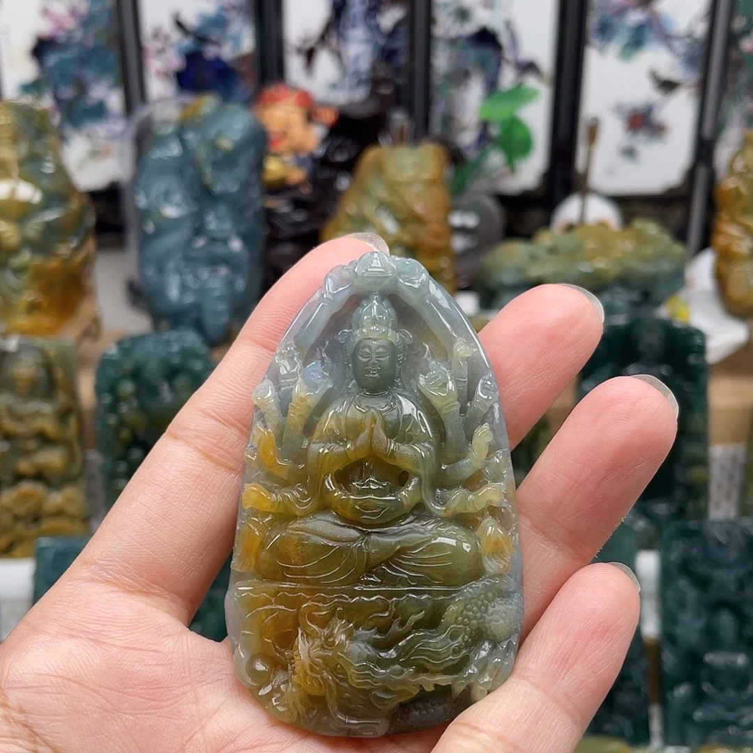 颈饰未镶嵌翡翠天然翡翠a货观音