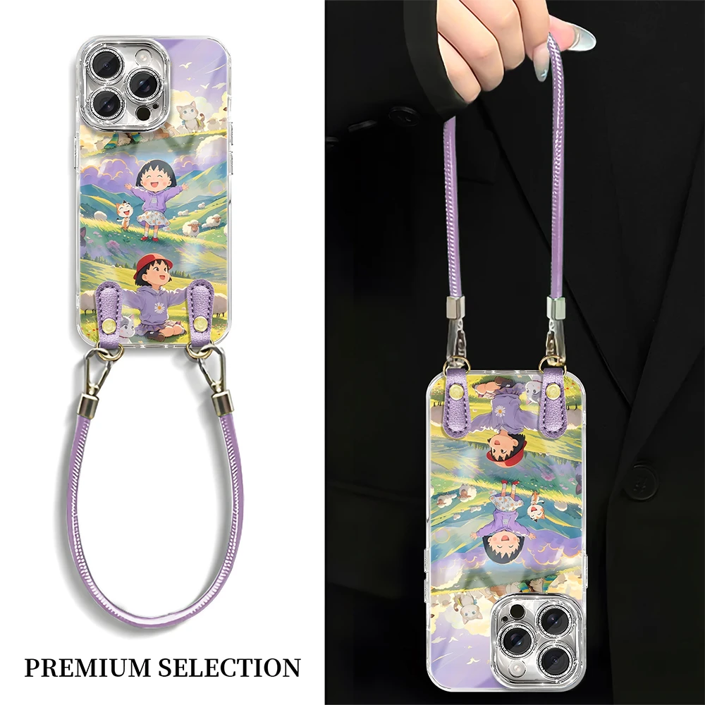 紫衣自由小丸子适用于iPhone16创意华为Mate70手提斜挎手机壳