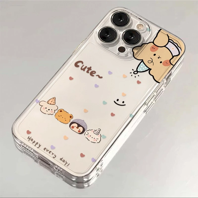 动物趣味派对苹果15PROMAX手机壳卡通iPhone14防摔13透明12软壳11