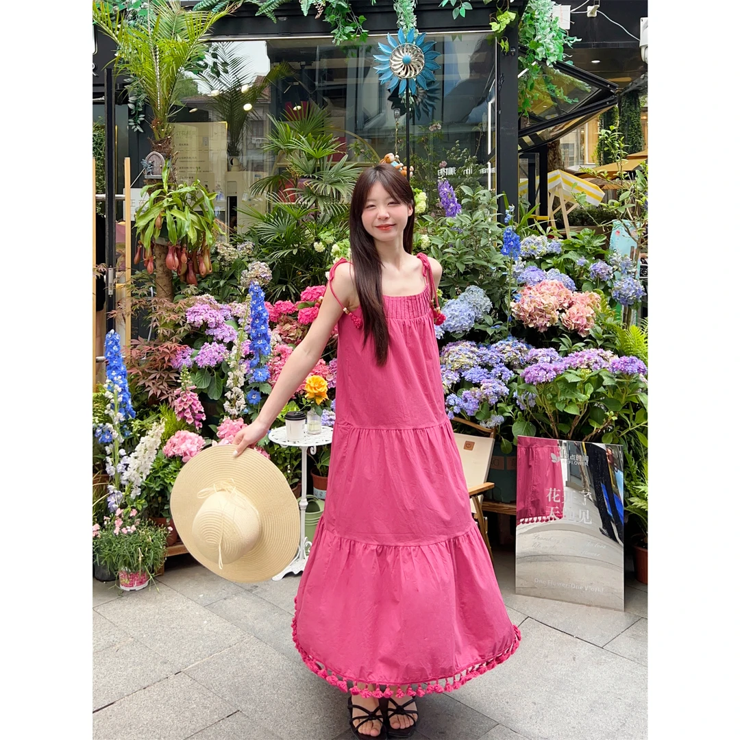 长裙无袖吊带夏季度假风连衣裙气质设计感甜美小个子外穿裙子