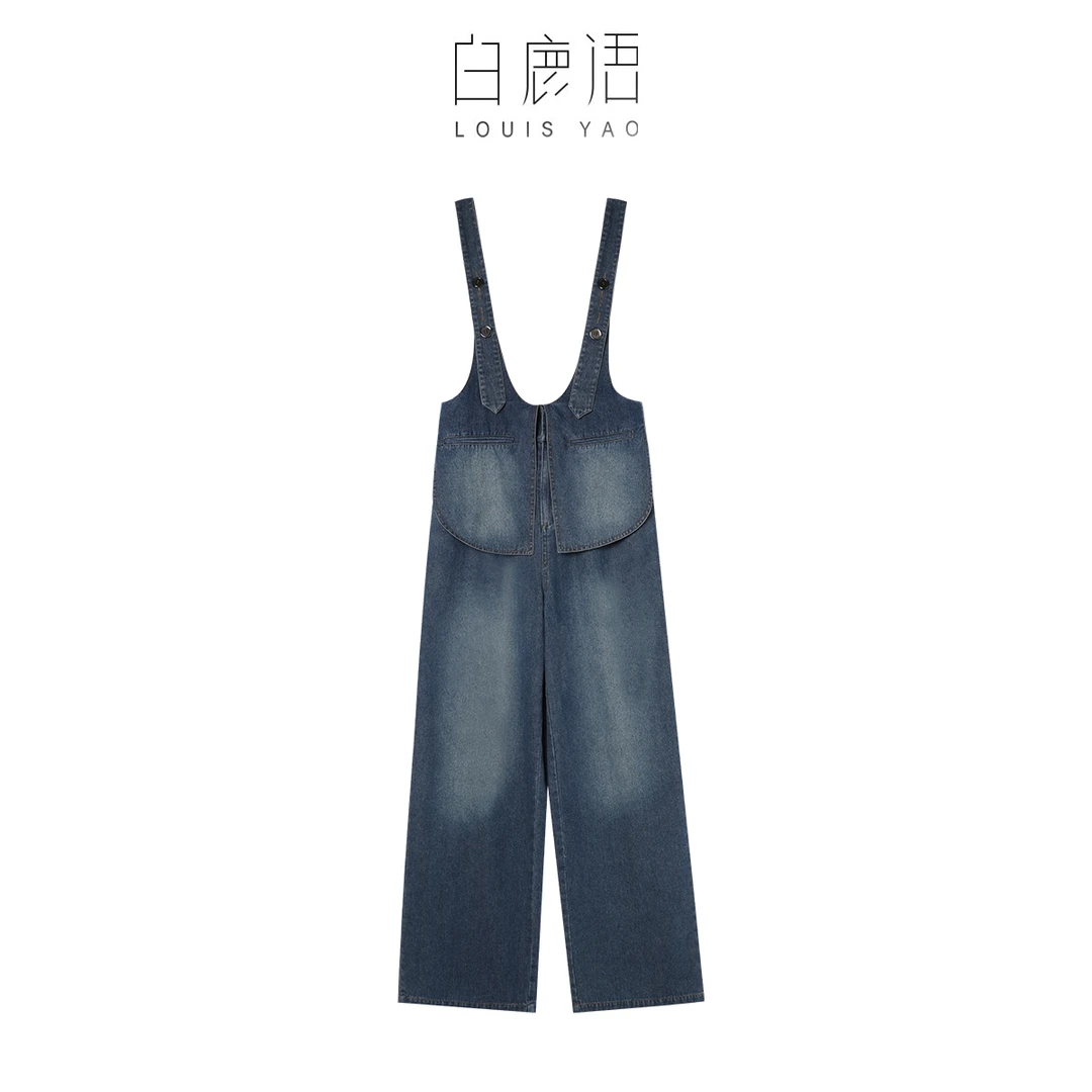【商场同款新品】白鹿语休闲时尚运动风背带牛仔裤BL20452