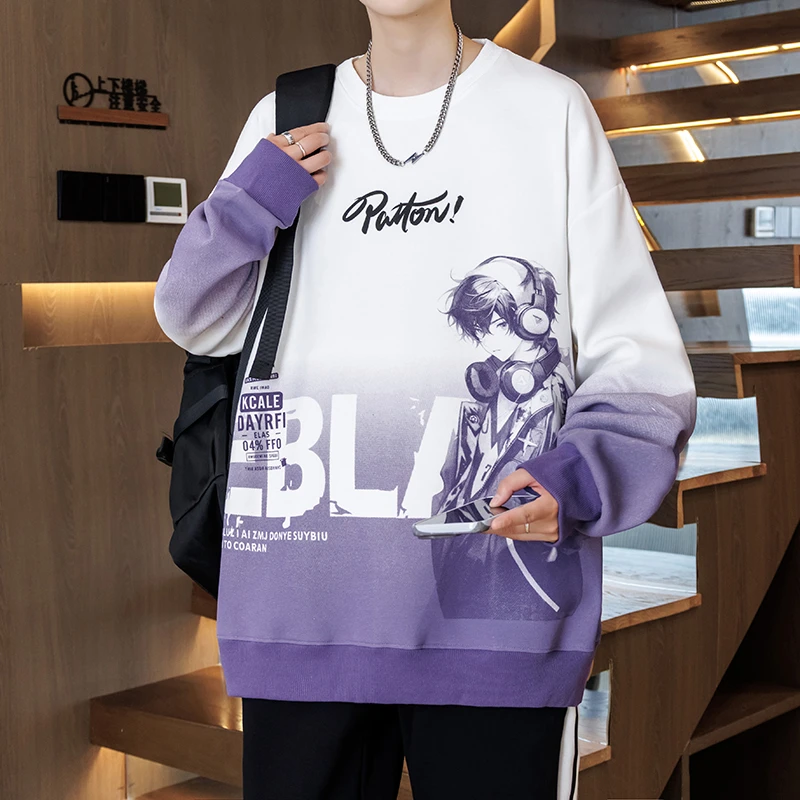 13-15岁青少年长袖卫衣春秋款12男孩16初中生学生渐变胖大童上衣