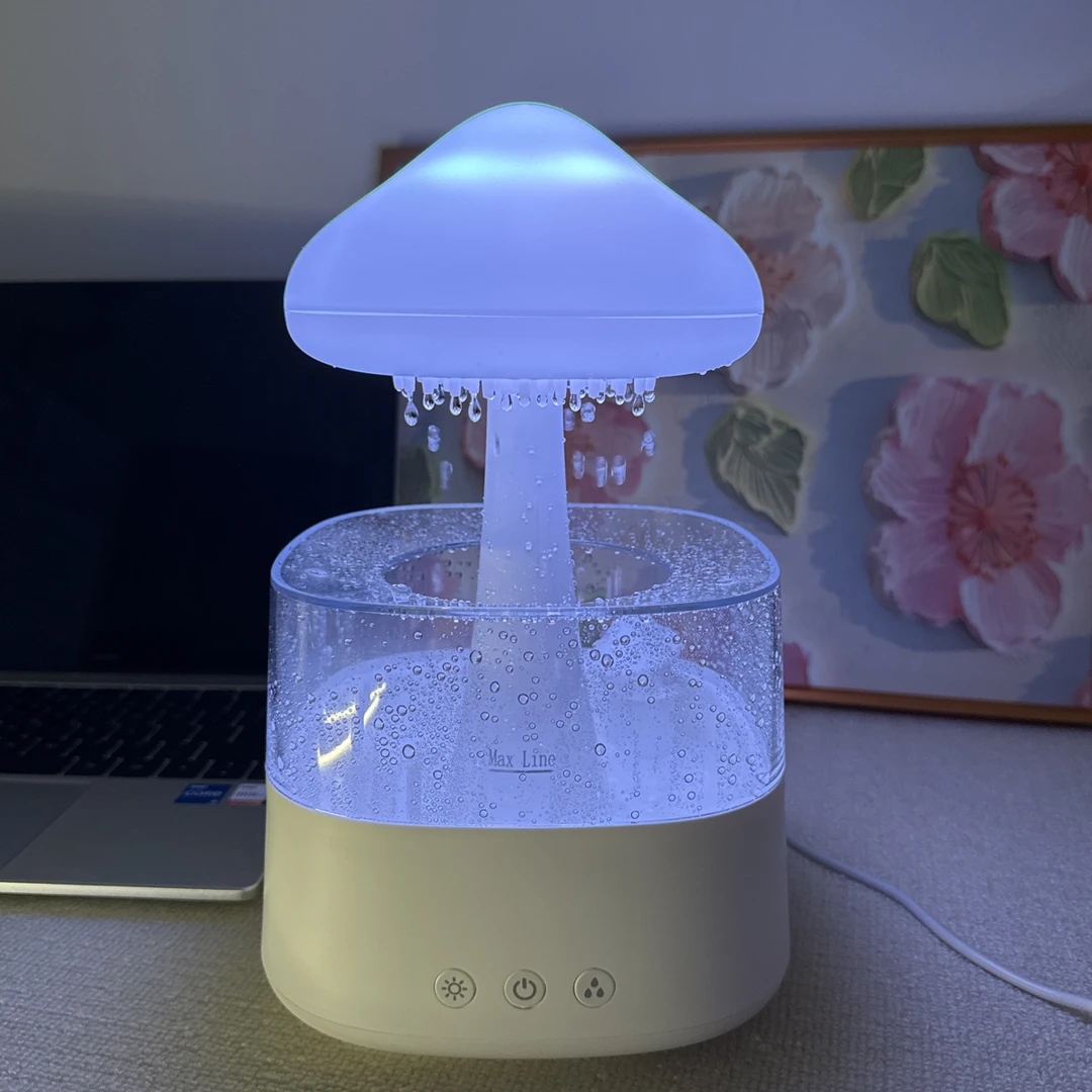 氛围灯加湿器水滴加湿器蘑菇水滴下雨卧室办公加湿器香薰治愈雨滴