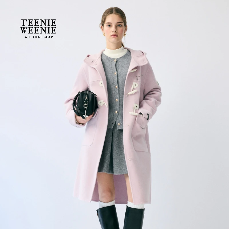 【绵羊毛+山羊绒】TeenieWeenie小熊25冬双面毛呢大衣女TTJW254TC1E