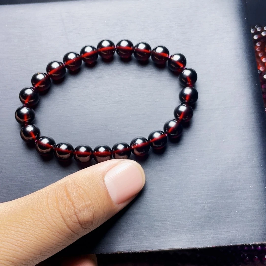 石榴石手链未镶嵌8.0MM毕业级酒红单圈天花板10A级