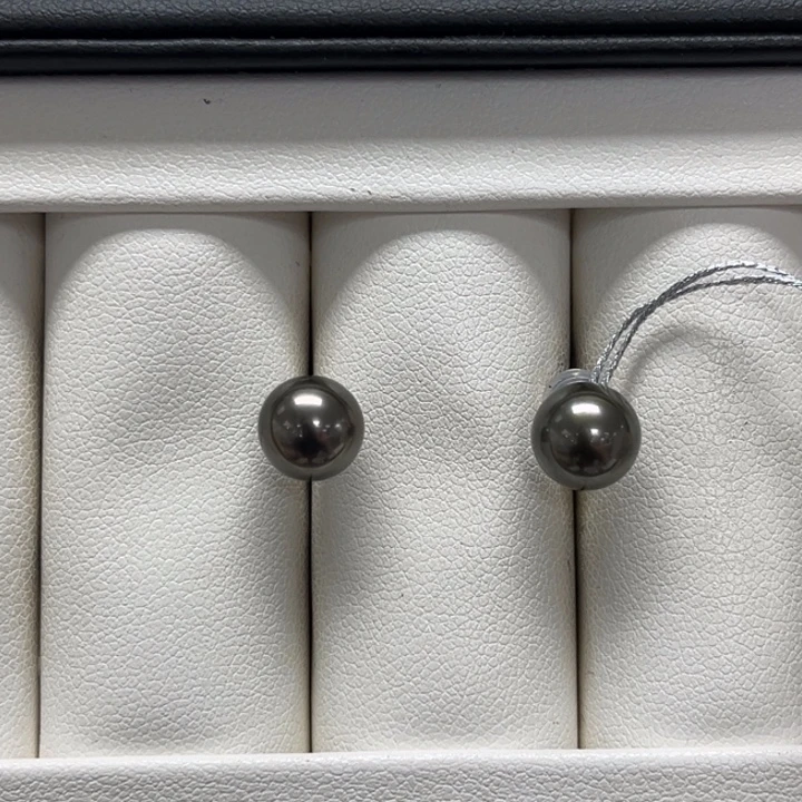 海水珍珠银S925镶嵌耳饰大溪地 8-9mm 80号