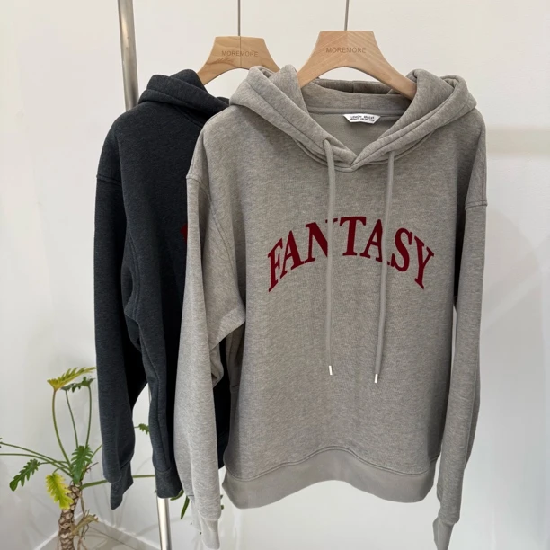 冬季新款美式复古字母印花加绒宽松连帽卫衣