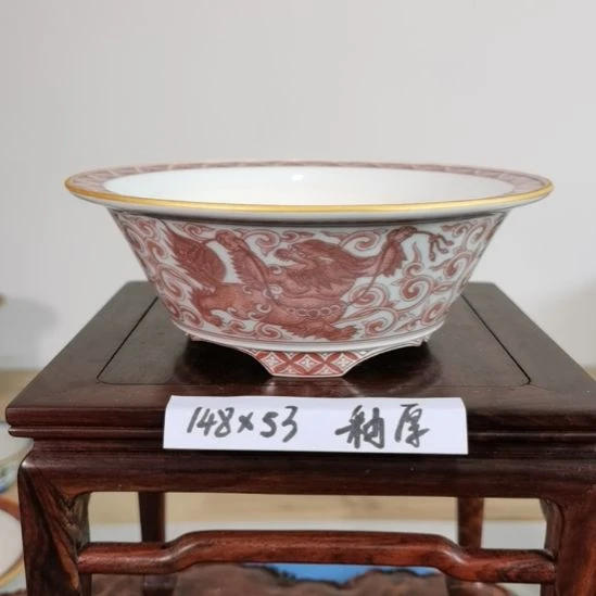 陶手工手绘大德堂釉盆