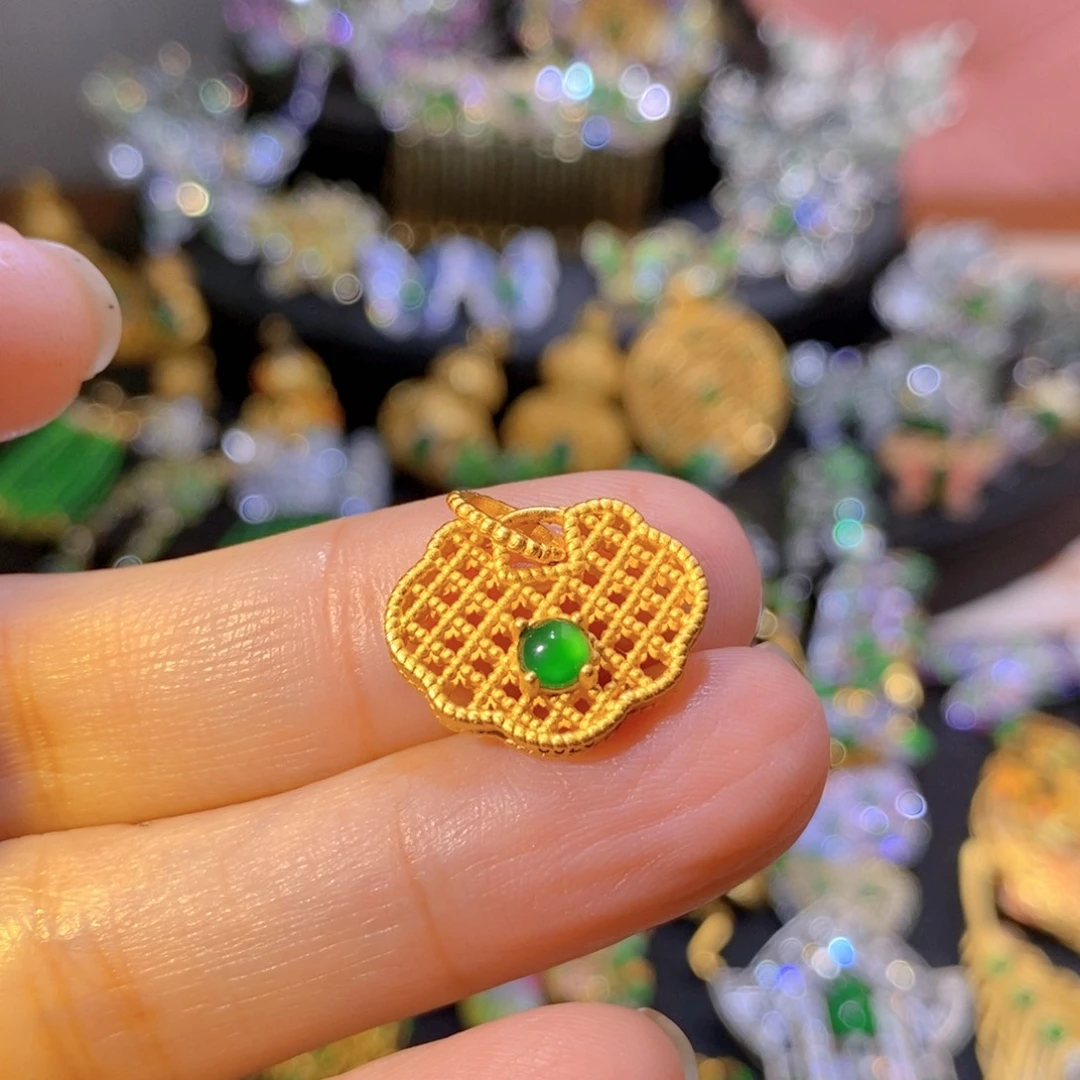 吊坠(不含链)银S925镶嵌翡翠