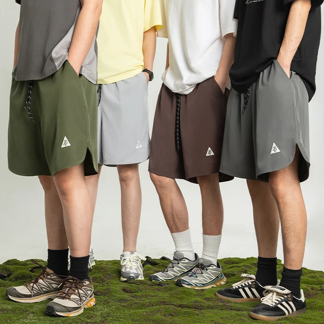 WASSUP潮牌美式休闲户外速干运动裤男夏季多色宽松抽绳五分短裤子