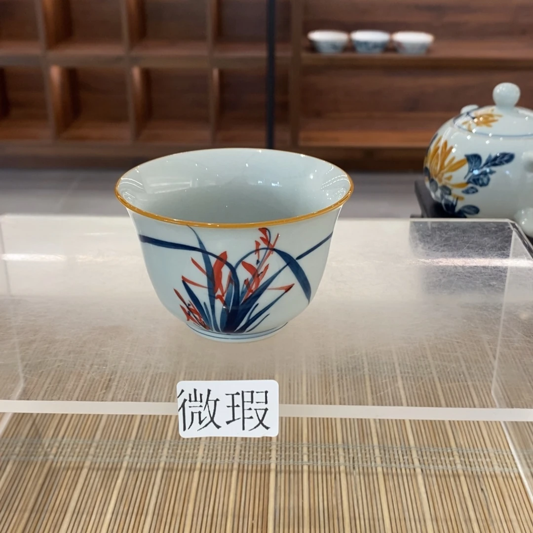 釉下手绘茶具微瑕