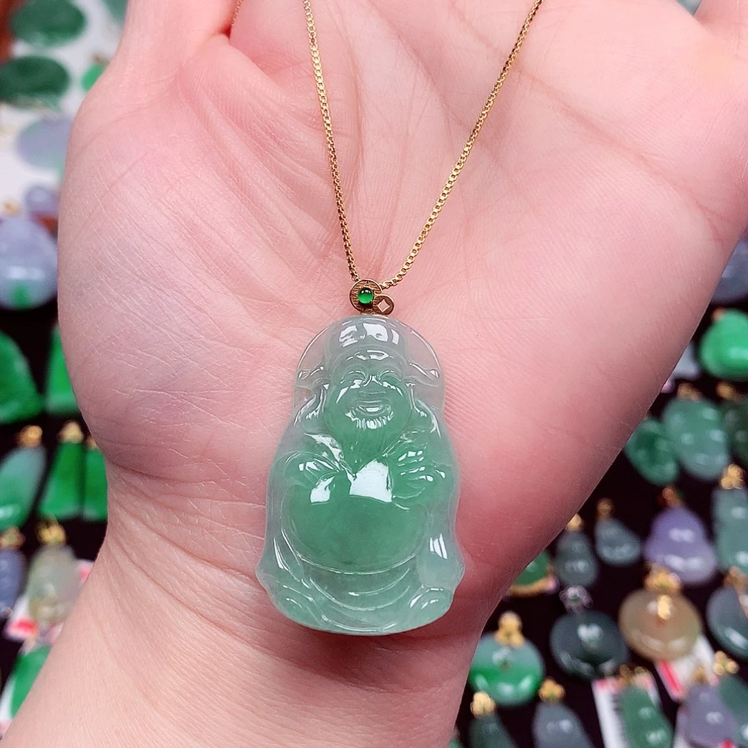 翡翠18K金镶嵌颈饰