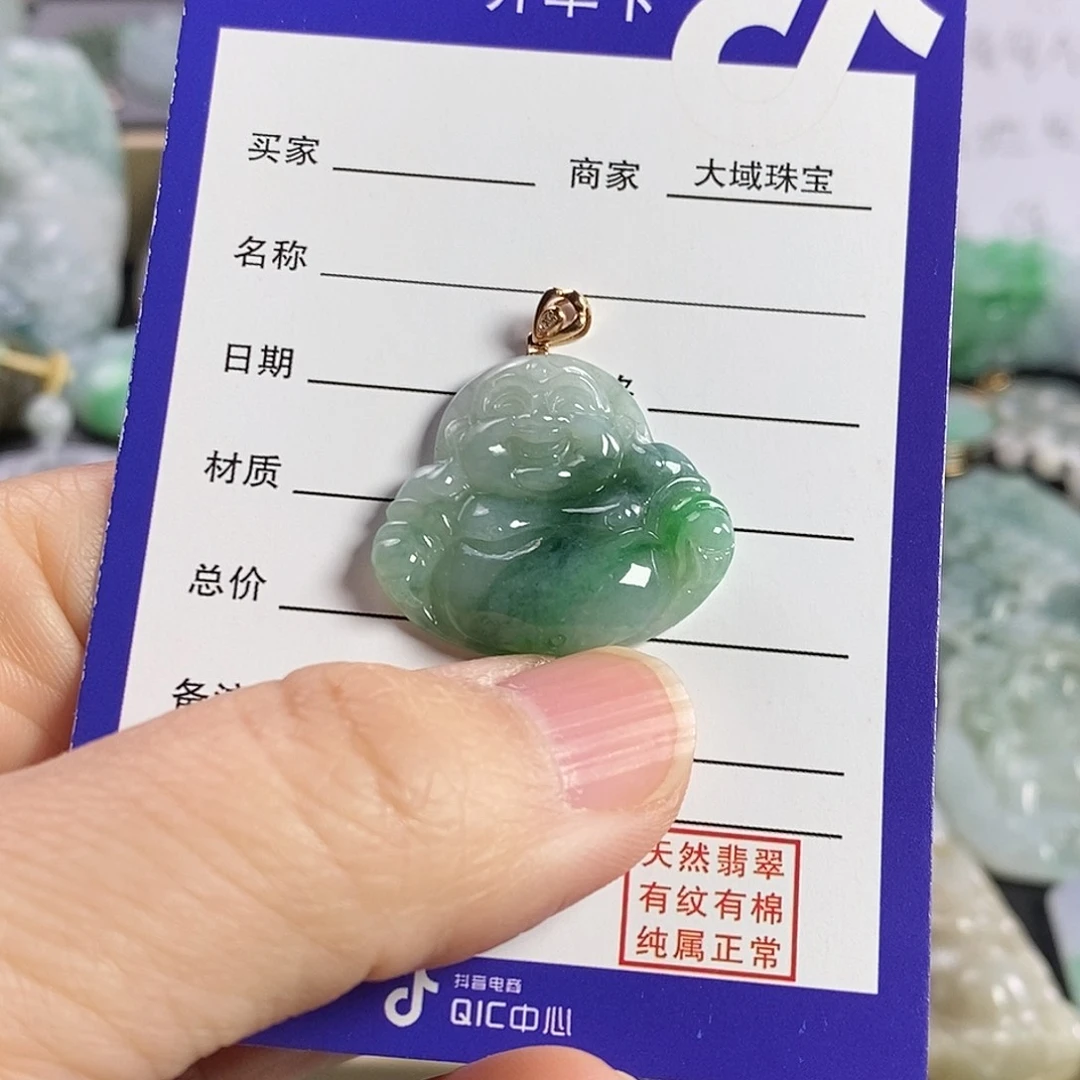 翡翠颈饰18K金镶嵌佛公