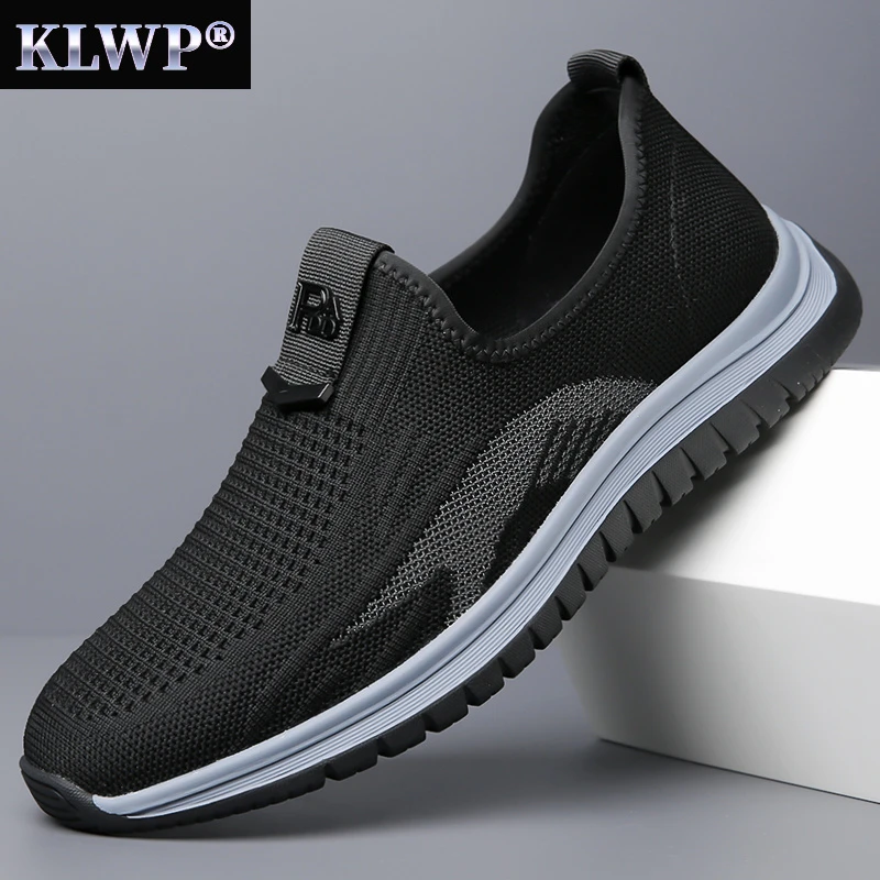男士休闲鞋透气网面鞋软底舒适百搭运动鞋男款透气一脚蹬跑步鞋男