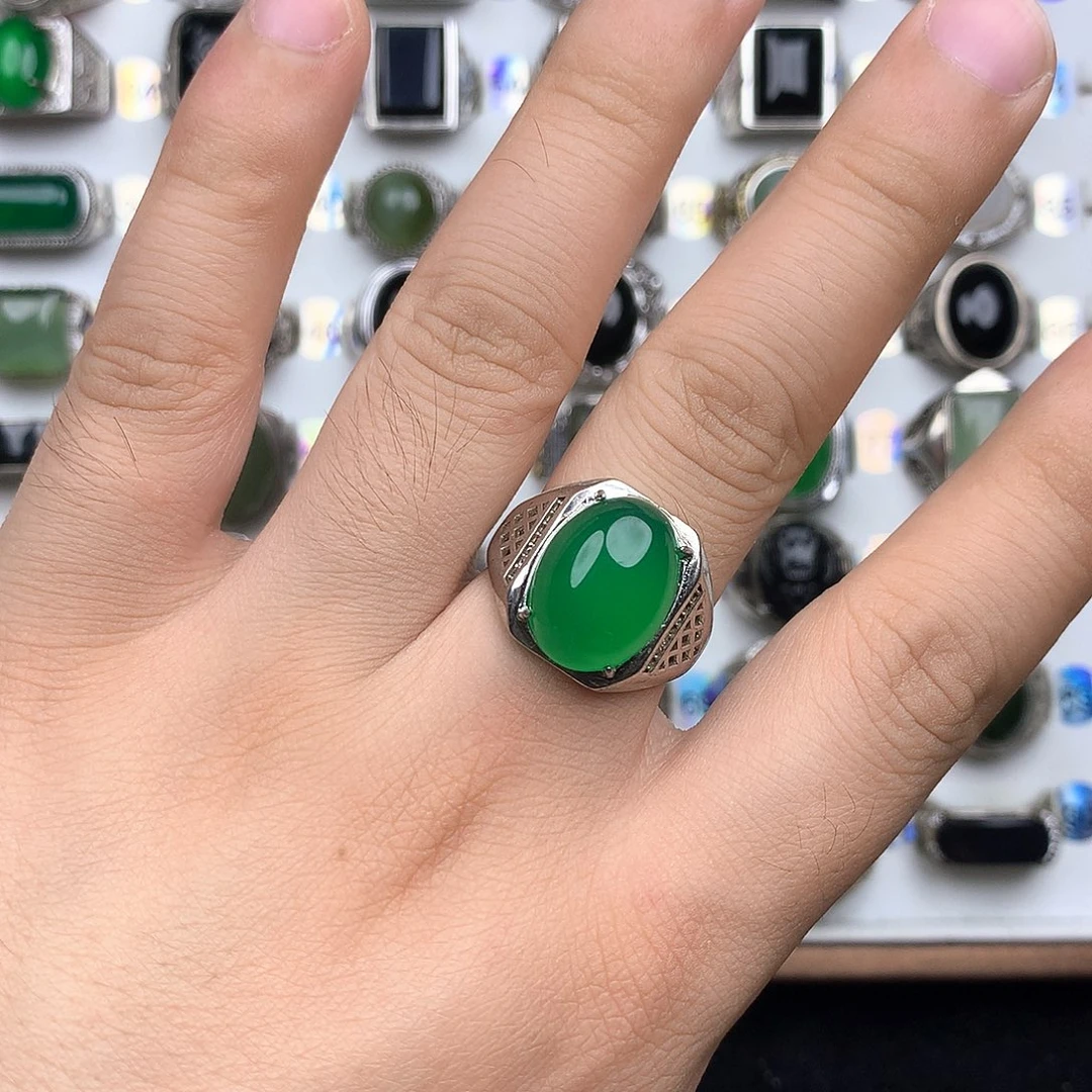 玛瑙/玉髓银S925镶嵌戒指