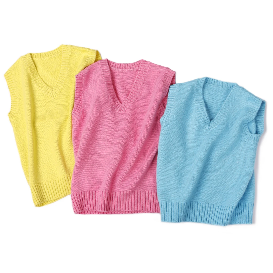 儿童羊毛马甲背心男女宝宝套头V领秋冬新款