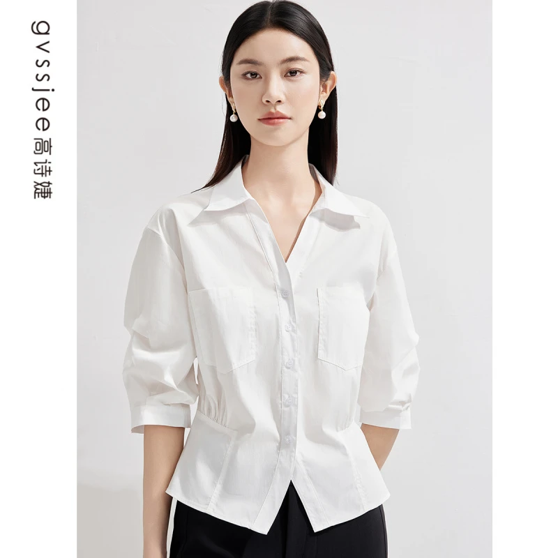 高诗婕新款商场同款中袖显瘦时尚百搭衬衫D262W01210-11