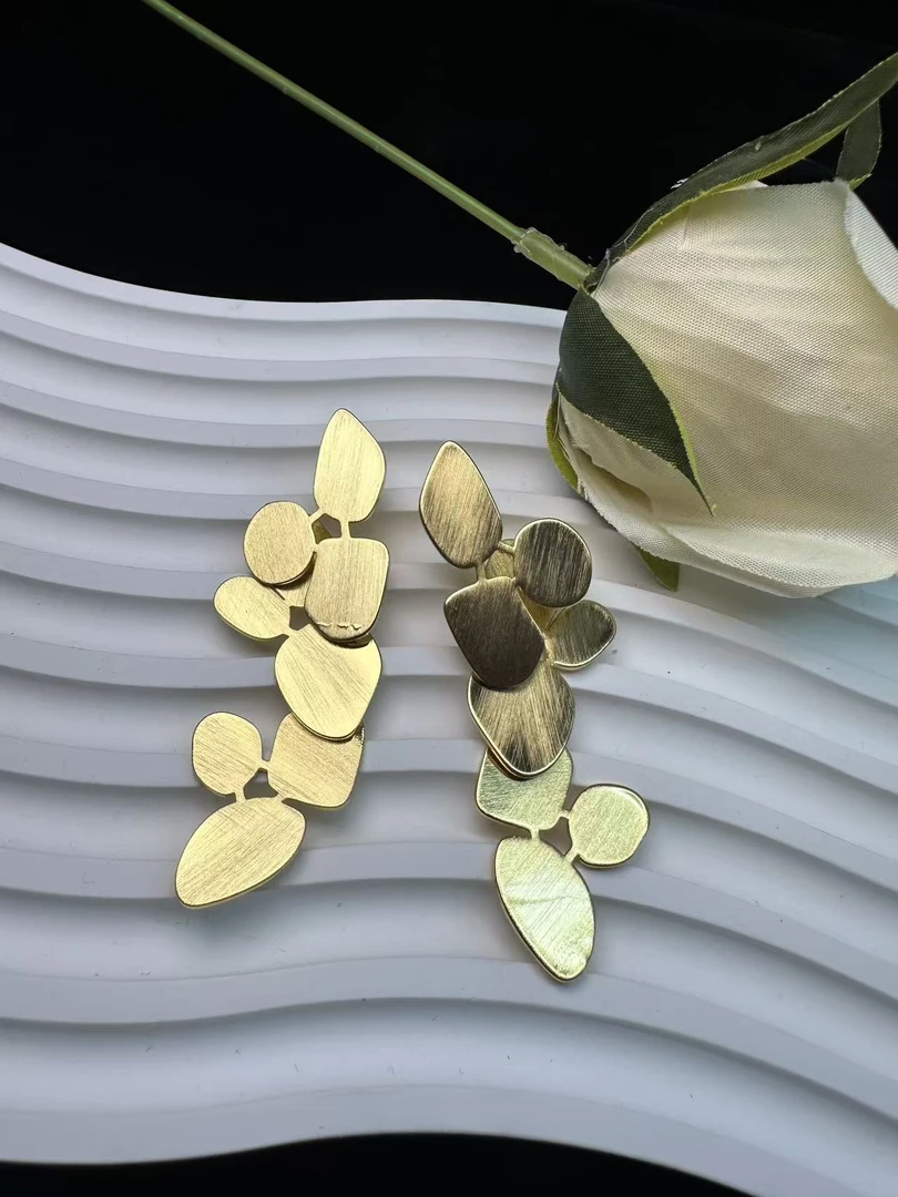 铜合金耳饰 029欧美复古风树叶型时尚大方耳饰