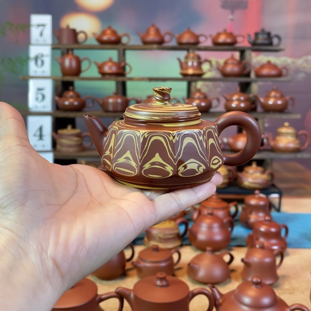 茶壶紫砂延*?潮州手工手拉绞泥敦煌石窟