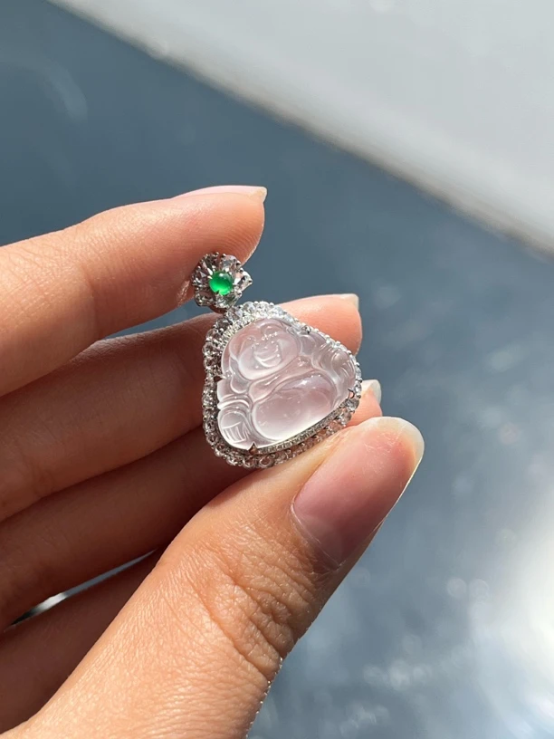 缅甸翡翠佛公挂坠