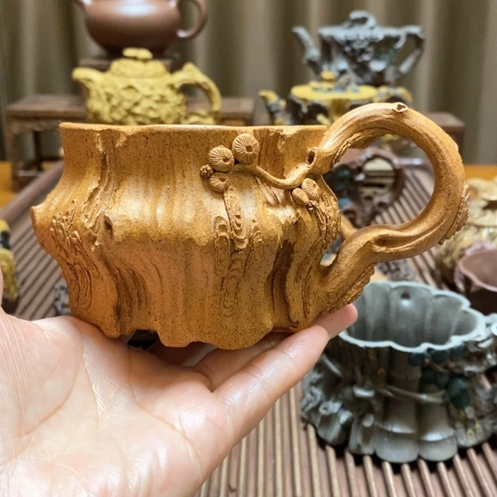紫砂茶壶晓*全手工定制松桩杯