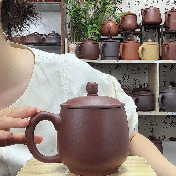 茶杯紫砂原矿紫泥和气办公杯没礼盒420CC左右