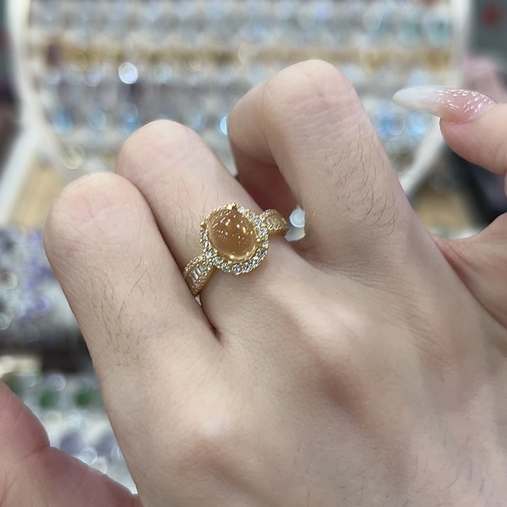 戒指银S925镶嵌黄晶