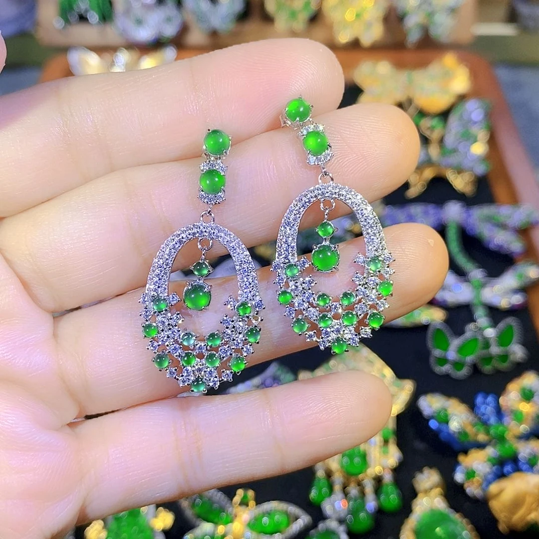 吊坠(不含链)银S925镶嵌翡翠