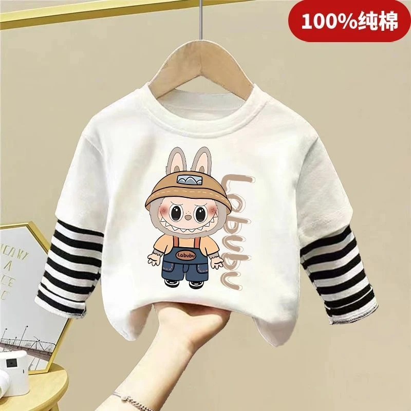 2025新款春秋季百搭女宝休闲百搭打底衫儿童卡通印花上衣中小童潮
