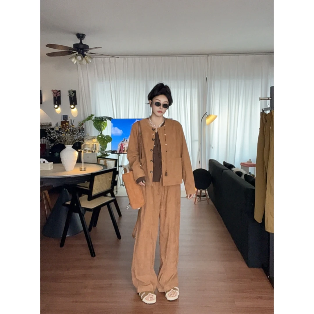 小众炸街高级感套装女2025春秋新款工装夹克开衫外套阔腿裤两件套