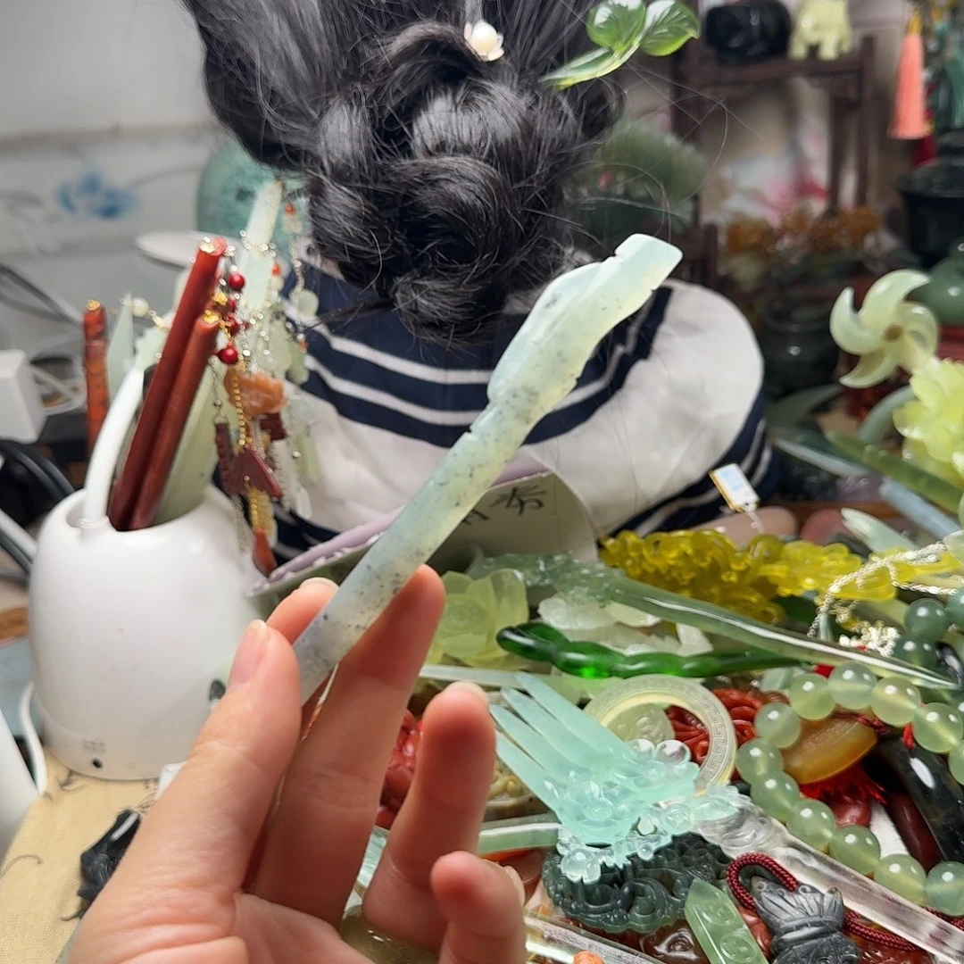 蛇纹石玉合金发饰